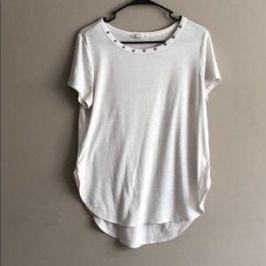 White blouse with Gold design around Neck